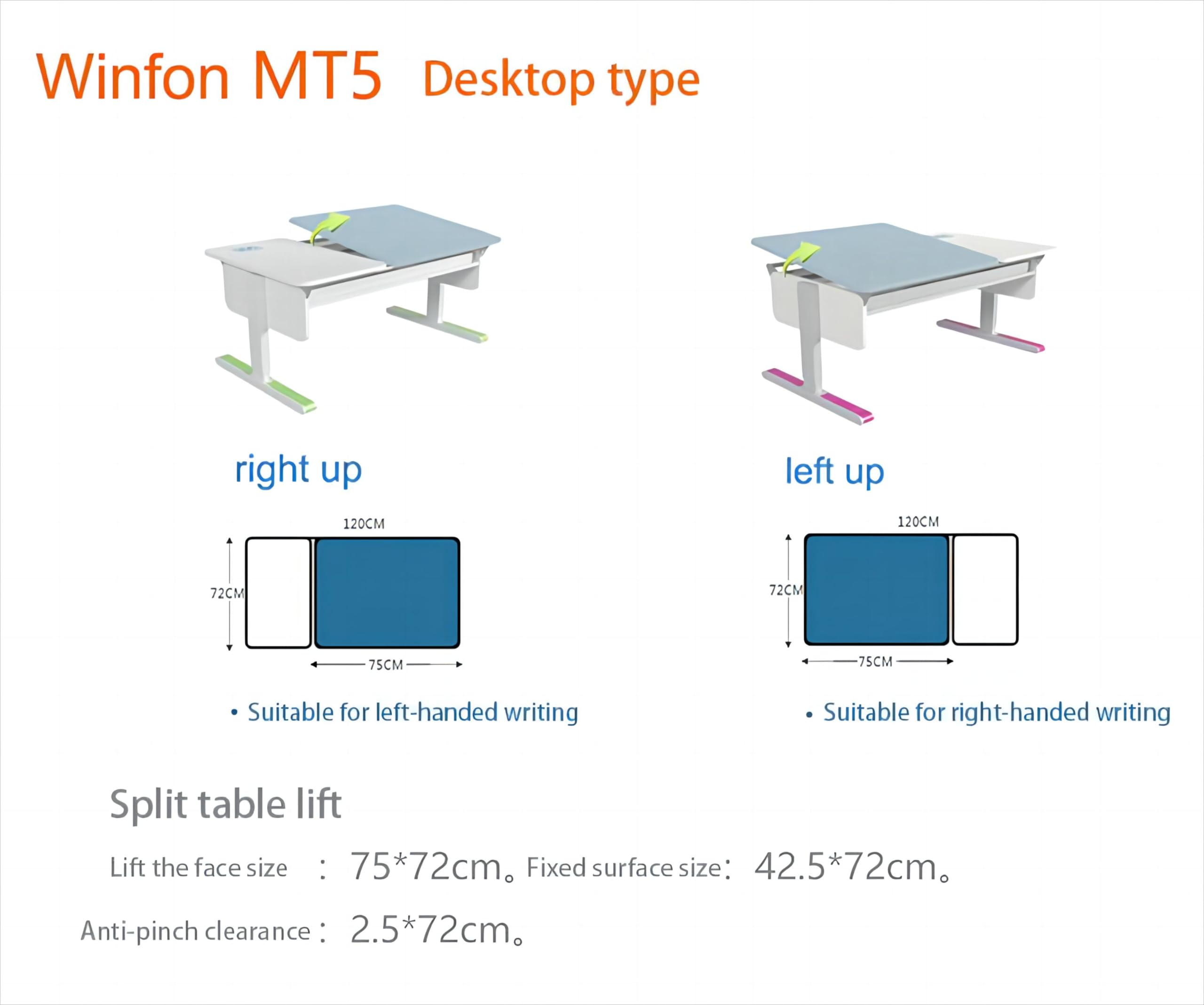 Winfon Adjustable Height Kid Children Home Study Desk Student Electric Writing Table with tilt Desktop, Bookstand，Aluminum Ruler (ENF Right up)