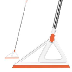 multifunction magic broom, squeegee broom for floor, rubber broom, silicone broom for floor cleaning, magic broom sweeper for living room, kitchen, bathroom-easy dry the glass (orange, 54 inch)