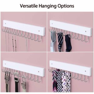 SCUNDA Hanging Jewelry Organizer Wall Mounted, Modern Wall Jewelry Display with 28 Hooks, Decorative Necklace Holder for Wall, Space-Saving Necklace Hooks, (2-Pack, White)