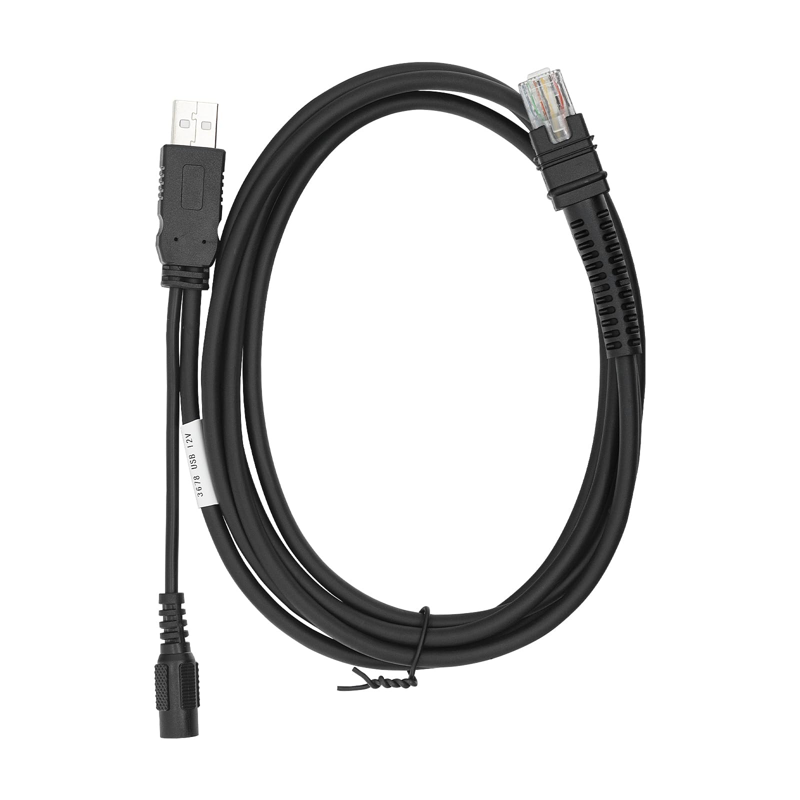 CARPSDZY CBA-U42-S07PAR USB Cable for Zebra Symbol DS3678-DP LI3608 LI3678 DS3600 DS3608 DS8108 Barcode Scanner, USB-A to RJ-45 Interface, 7ft(2.8m) Straight, 12V (Requires 12V Power Supply)