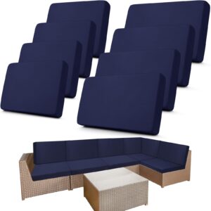 newwiee 8 pcs patio stretch patio sofa cushion covers outdoor cushion cover replacement for 4 backrests and 4 cushions covers, waterproof couch chair seat cover furniture protector (navy blue)