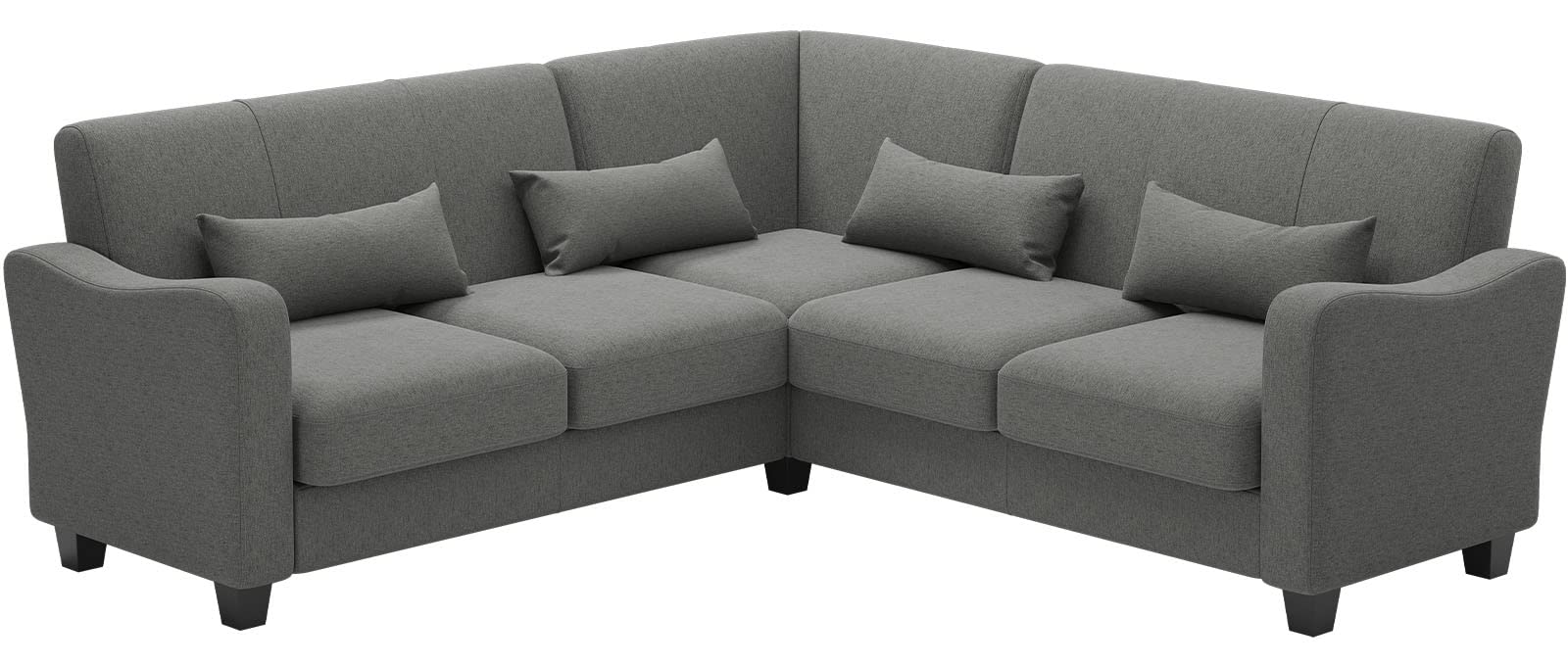 Belffin Fabric L Shaped Sofa Small Sectional Couch with Chaise Solid Corner Sofa Small L Couches 5 Seater Sofa Light Grey