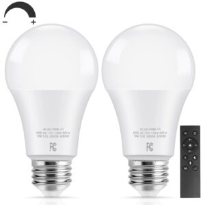 tobusa a19 led light bulbs with remote, 9w led bulbs 60w equivalent, 3000k-6000k dimmable bulbs with e26 base, 800 lumens led light bulbs with timing, memory function, ideal lighting for home, 2 packs