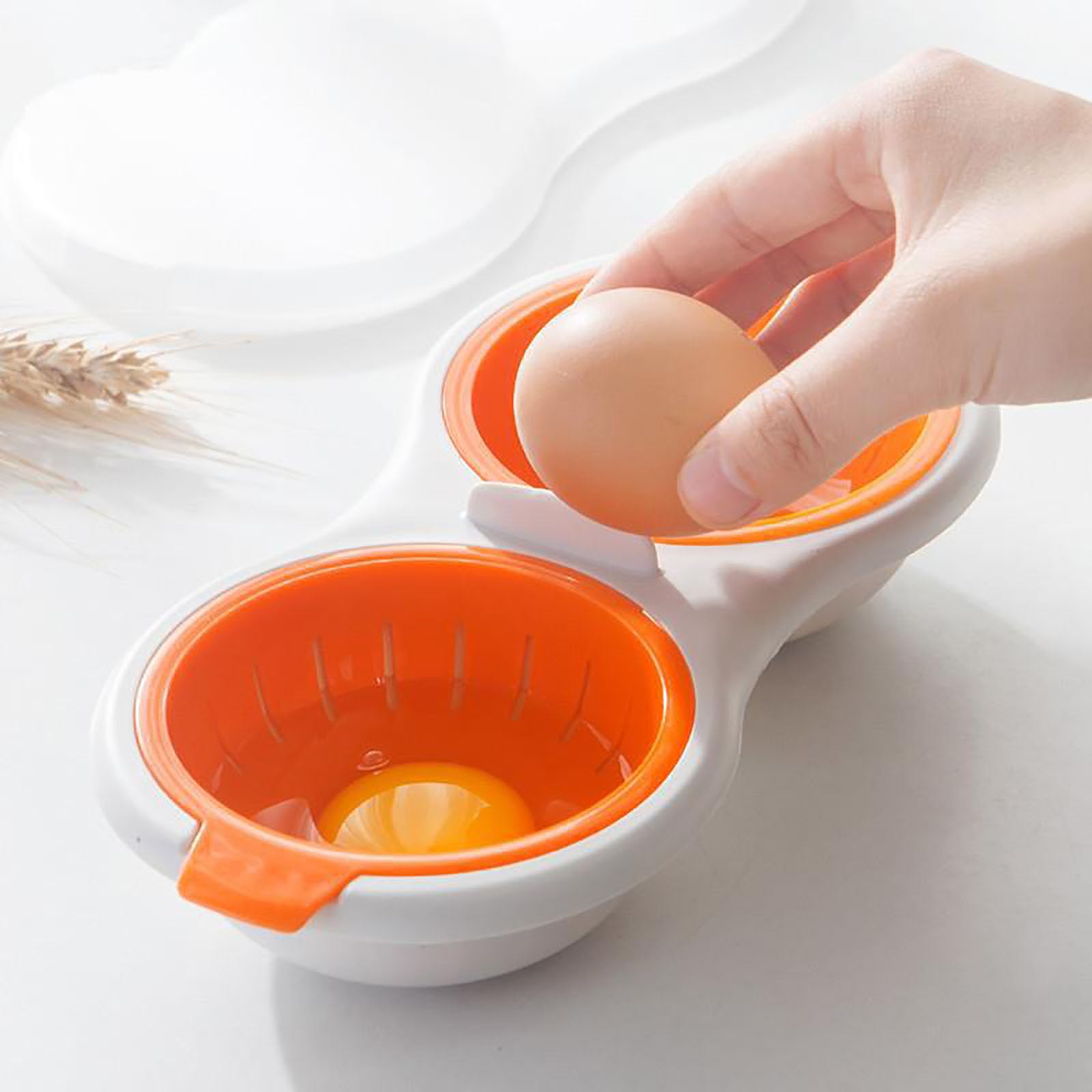 Microwave Egg Poacher, Egg Cooker Microwavable 2 Cavity Eggs Poacher Steamer Cookware Double Layer Microwave Boiled Eggs Maker for Egg McMuffin Hamburg Breakfast Sandwiches Easy to Cook