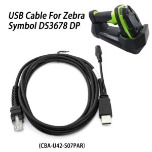 CARPSDZY CBA-U42-S07PAR USB Cable for Zebra Symbol DS3678-DP LI3608 LI3678 DS3600 DS3608 DS8108 Barcode Scanner, USB-A to RJ-45 Interface, 7ft(2.8m) Straight, 12V (Requires 12V Power Supply)