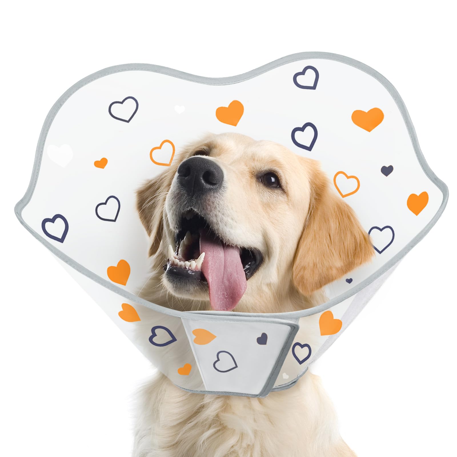 Supet Dog Cone Collar for Dogs After Surgery, Comfortable Dog Cones for Large Dogs to Stop Licking, Soft Dog Cone with Protect Neck Fabric, Protective Elizabethan Collar for Medium Small Dogs Love L