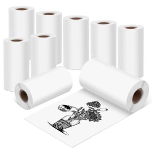 fimax 9 rolls sticker thermal paper for mini printer, 57mm thermal paper hd photo paper white self-adhesive for mini portable printer and peripage a6 pocket thermal printer, 57 x 30