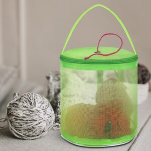 Ciieeo 2 Pcs Yarn Storage Bag Mesh Knitting Bag Portable Round Yarn Balls Organizer Yarn Wool Storage Bag for Sewing Accessories, Yarn Balls and Crochet Kits