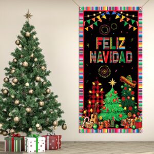 Nepnuser Feliz Navidad Door Cover Mexican Christmas Decoration Xmas Winter Holiday Party Decor Home Backdrop Door Hanging Banner