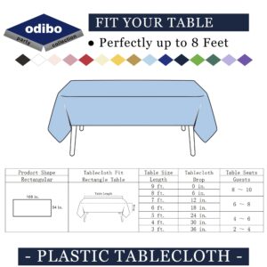 odibo Light Blue Tablecloths Plastic 2 Pack Sky lt Blue Disposable Table Covers 54" x 108" Table Cloths for Parties Birthdays Weddings Baby Shower Picnic Events Fits up to 8 Foot Rectangle Tables