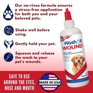 Wash-It Wound Wash for Dogs | Pet Wound Care for Dogs with Hypochlorous Acid to Clean Wounds, Cuts, Burns & Irritation & Prevents Infection | US-Made Dog Wound Care & Safe for All Animals (4oz)