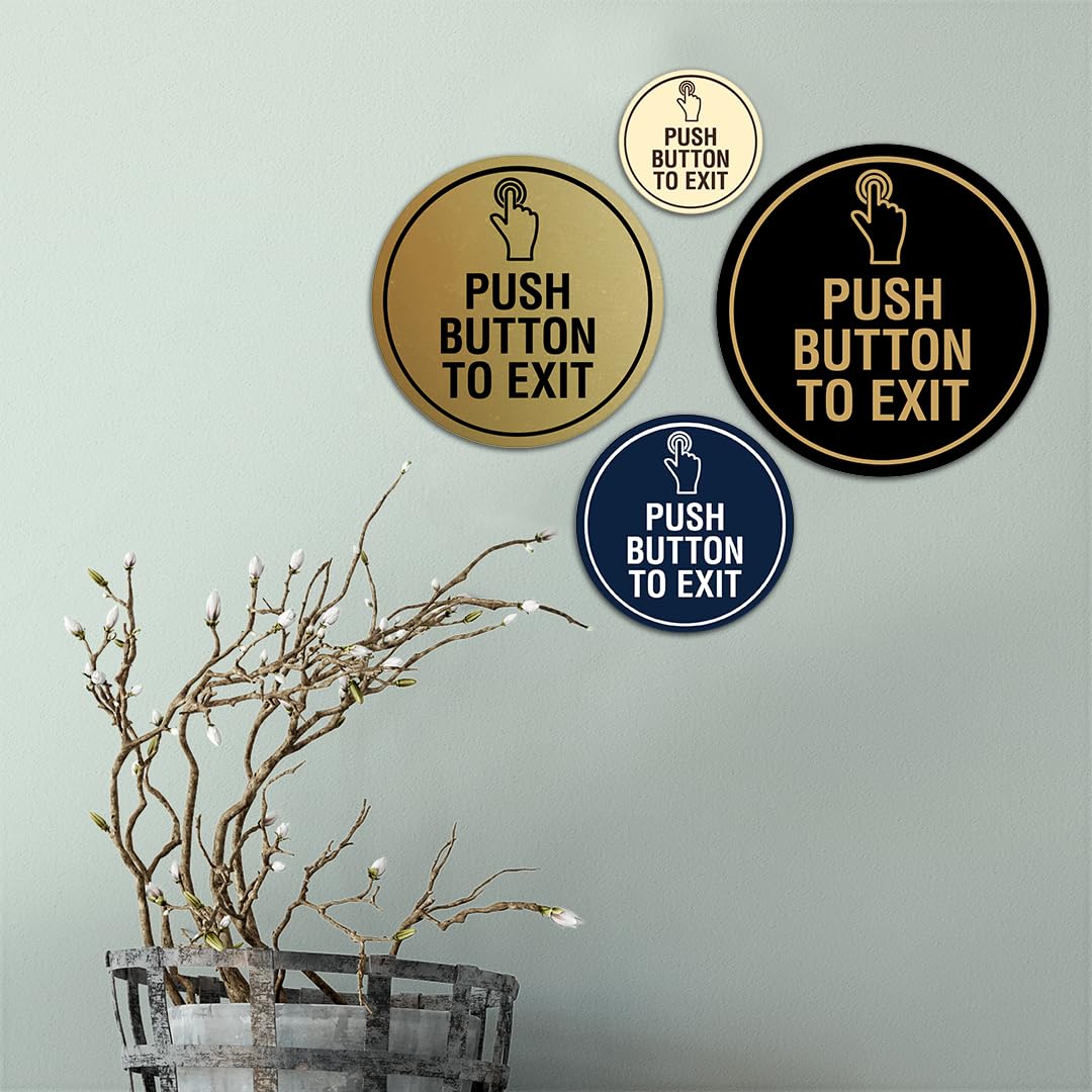 Signs ByLITA Circle Push Button To Exit Sign (Red) - Small