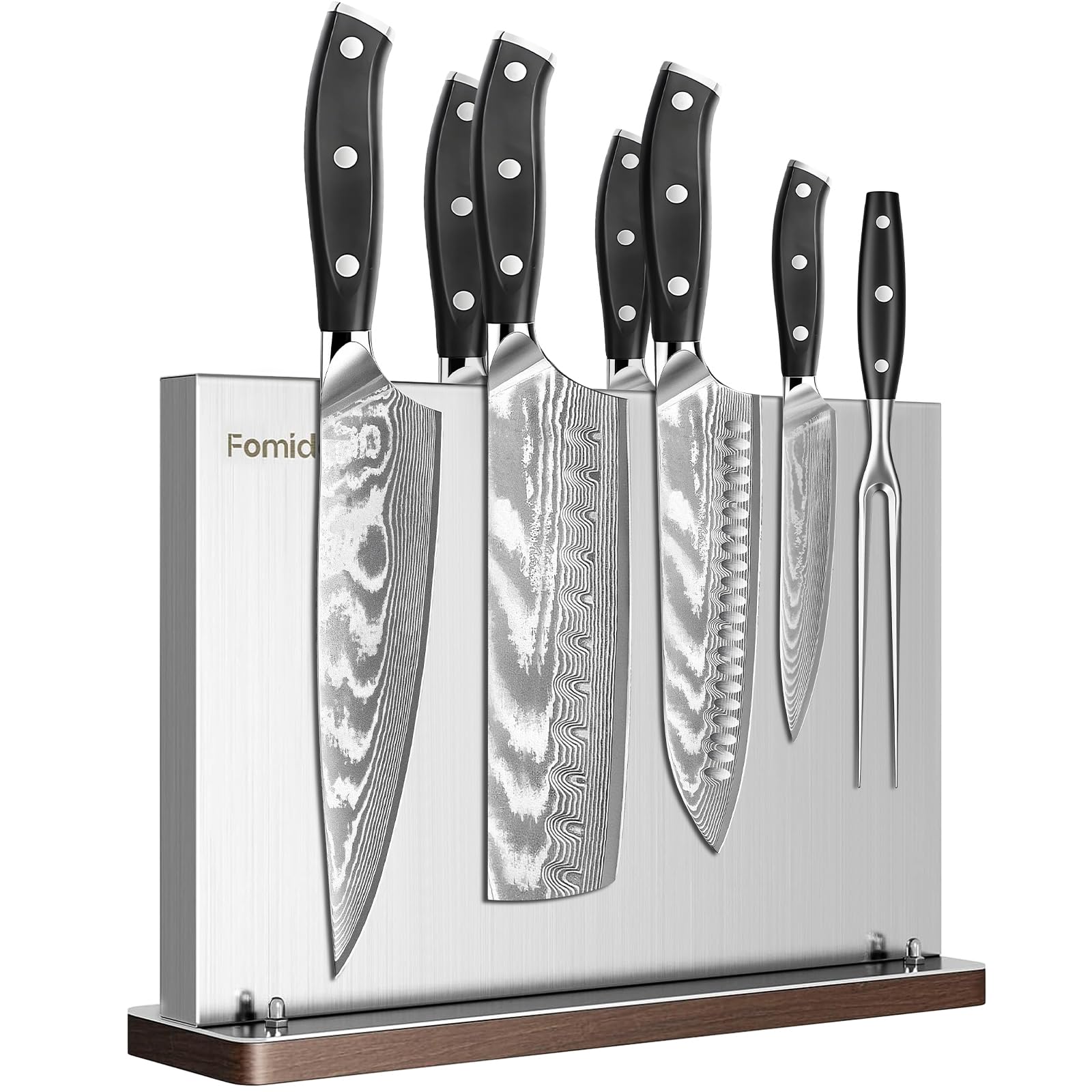 Fomidao Magnetic Knife Holder Stand,Stainless Steel Magnetic Knife Block Without Knives,Power Magnetic Knife Rack Strip,Double Sided Magnet Knife Storage Organizer