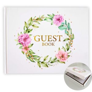 perfect buy market llc elegant guest book, guestbook includes gift box, hardcover guest book wedding reception, baby shower guest book with beautiful design, graduation guest book, wedding guest book