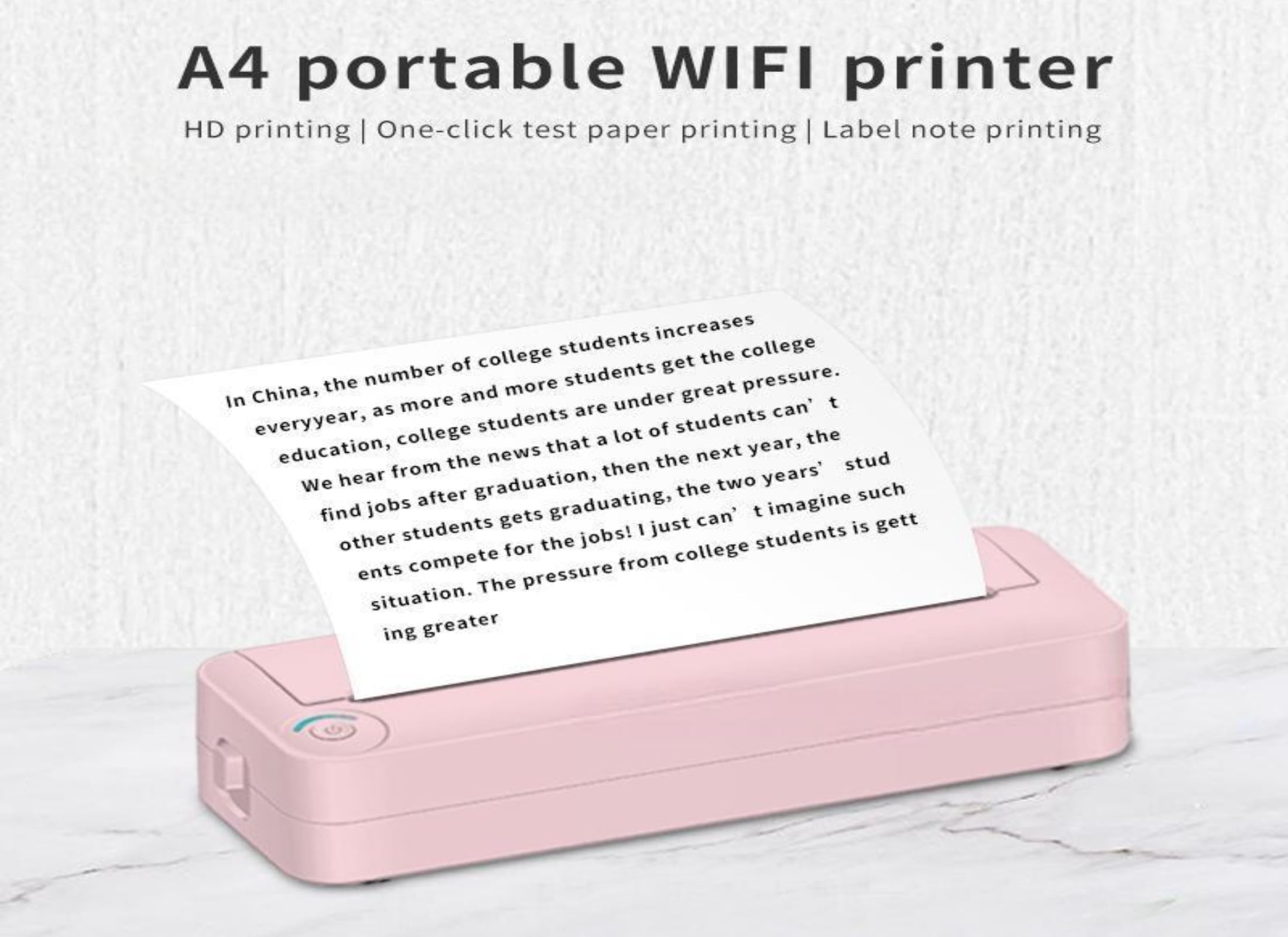 A4 Mobile Thermal Printer, Portable Rechargeable Tattoo Thermal Printer, Travel Bluetooth Inkless Printer for Office Home School