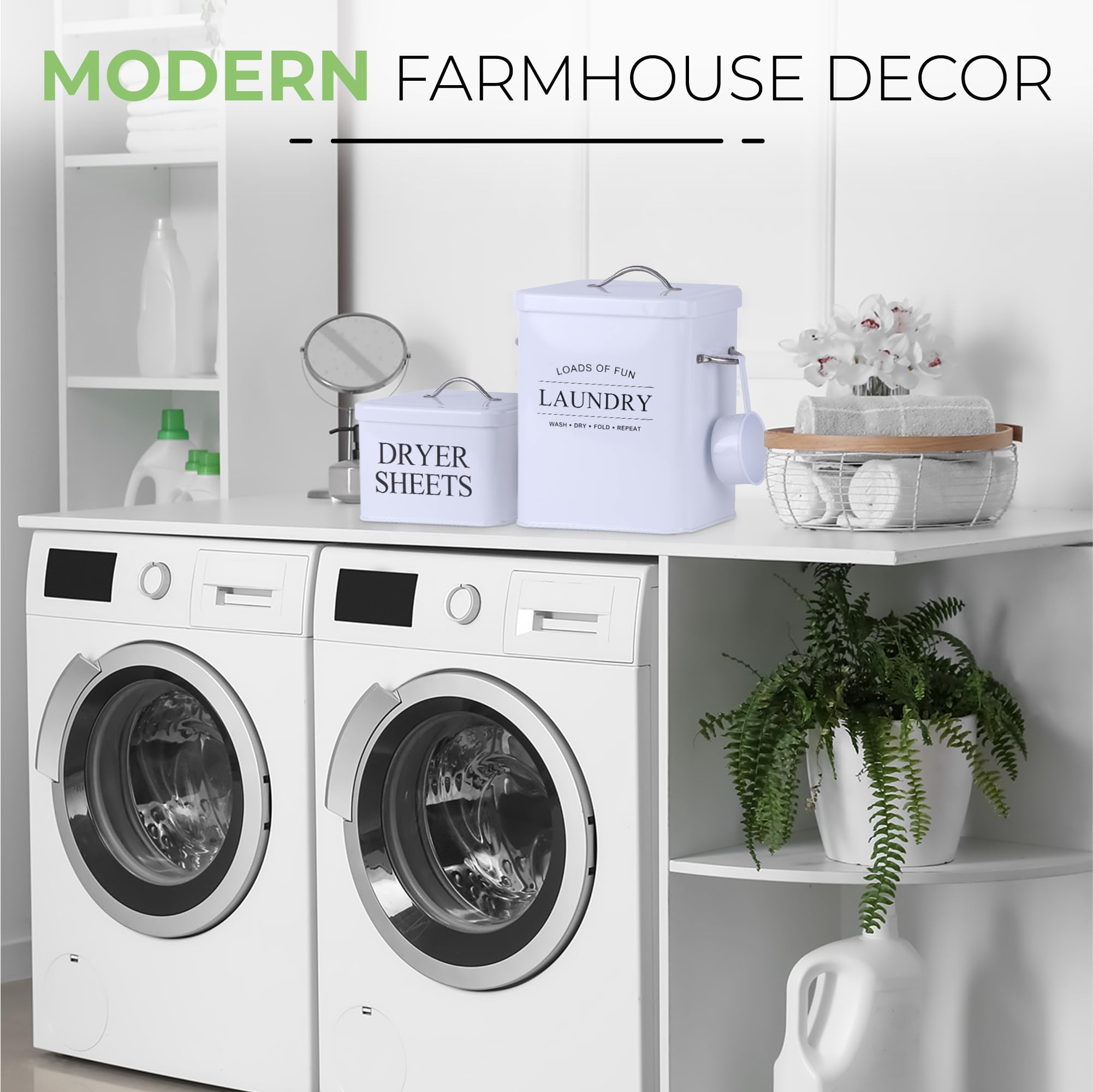 Laundry Soap Container and Dryer Sheet Container for Laundry Room Organization and Storage, Farmhouse Laundry Room Decor, Laundry Containers, Laundry Detergent Container, Laundry Powder Container