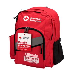 American Red Cross Officially Licensed Product |3-Day Emergency Preparedness Deluxe Backpack | 72 Hour Survival Supplies for 4 People | Water, Phone Charger, Blanket, Food