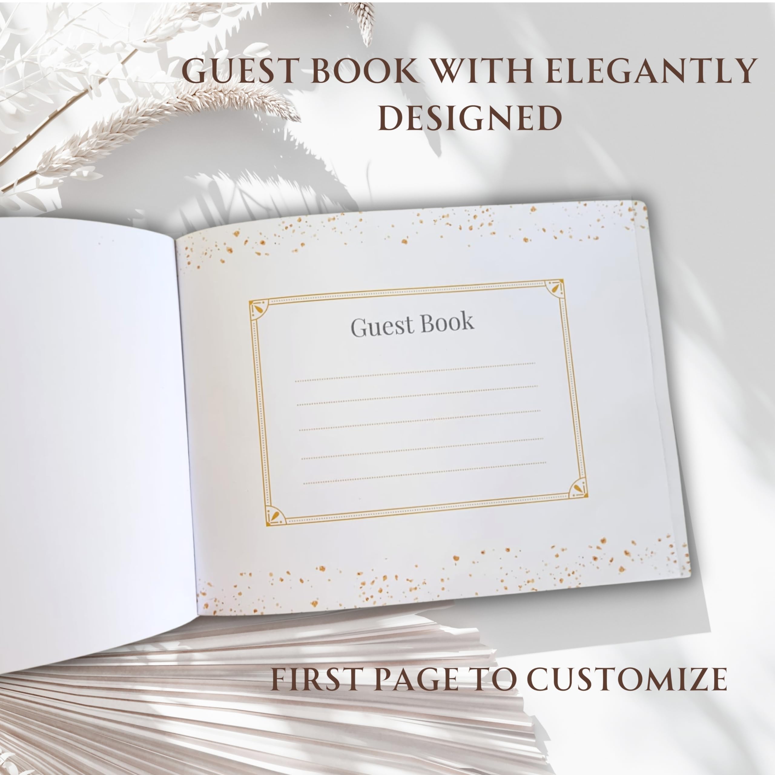 PERFECT BUY MARKET LLC Elegant Guest Book, Guestbook Includes Gift Box, hardcover Guest Book Wedding Reception, Baby Shower Guest Book with Beautiful Design, Graduation Guest Book, Wedding Guest Book