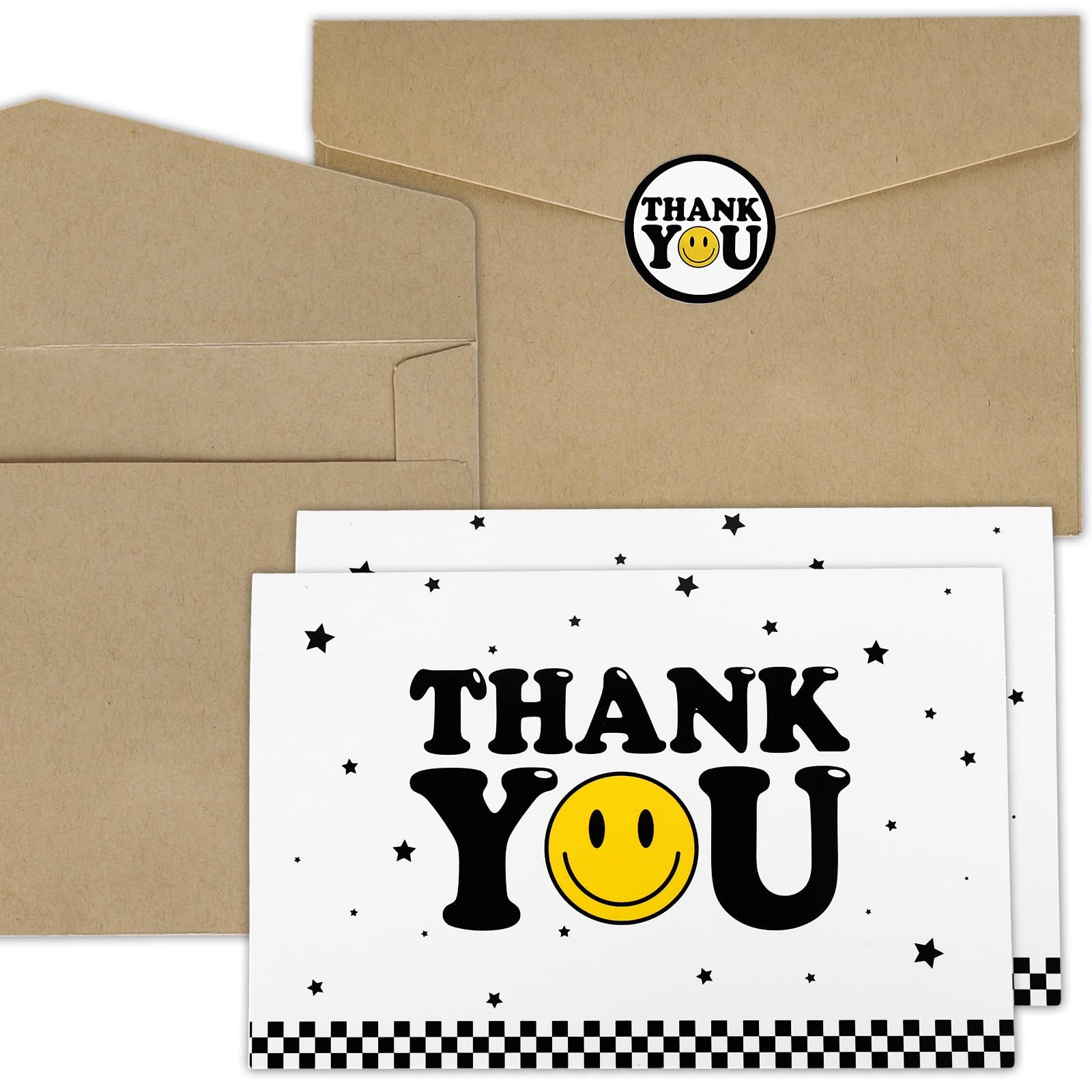 Whaline 20Pcs Thank You Greeting Cards with Envelopes and Stickers One Happy Dude Theme Thank You Cards Perfect for Back to School Wedding Graduation Baby Shower Bridal Shower Birthday Decor