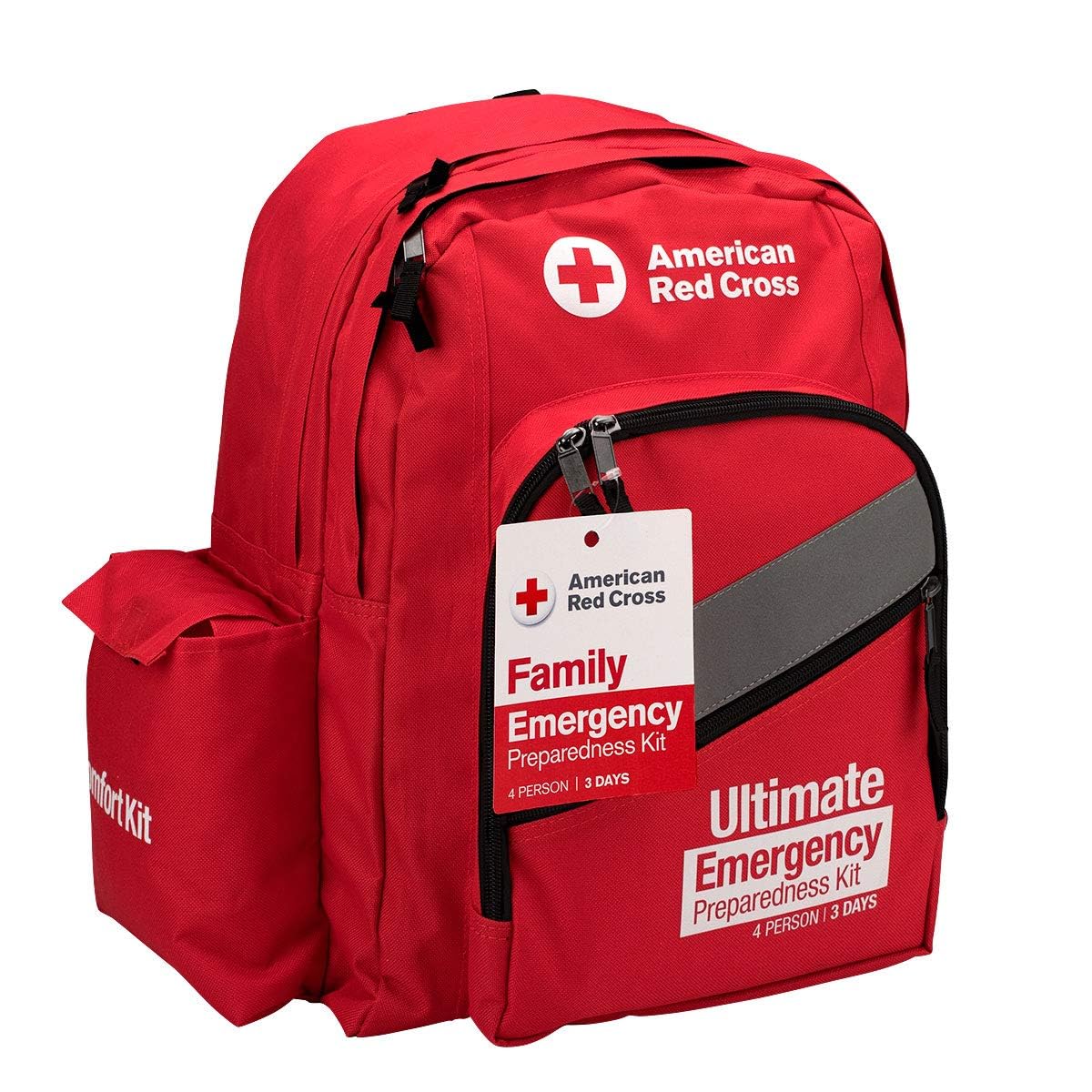 American Red Cross Officially Licensed Product |3-Day Emergency Preparedness Deluxe Backpack | 72 Hour Survival Supplies for 4 People | Water, Phone Charger, Blanket, Food