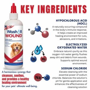 Wash-It Wound Wash for Dogs | Pet Wound Care for Dogs with Hypochlorous Acid to Clean Wounds, Cuts, Burns & Irritation & Prevents Infection | US-Made Dog Wound Care & Safe for All Animals (4oz)