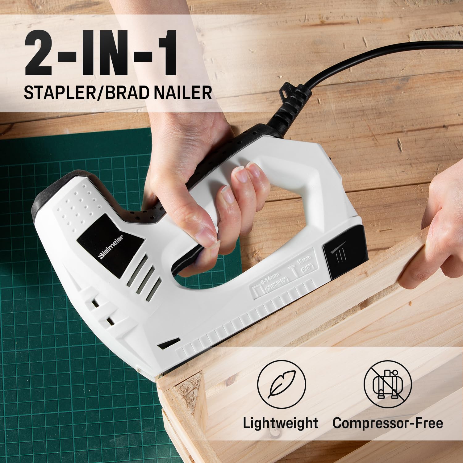 Bielmeier Electric Staple Gun, 2-in-1 Staple Gun Brad Nailer Including 2000Pcs Staples and Nails, 120V Corded Nail Gun Electric Stapler Heavy Duty for DIY Projects, Upholster and Woodworking