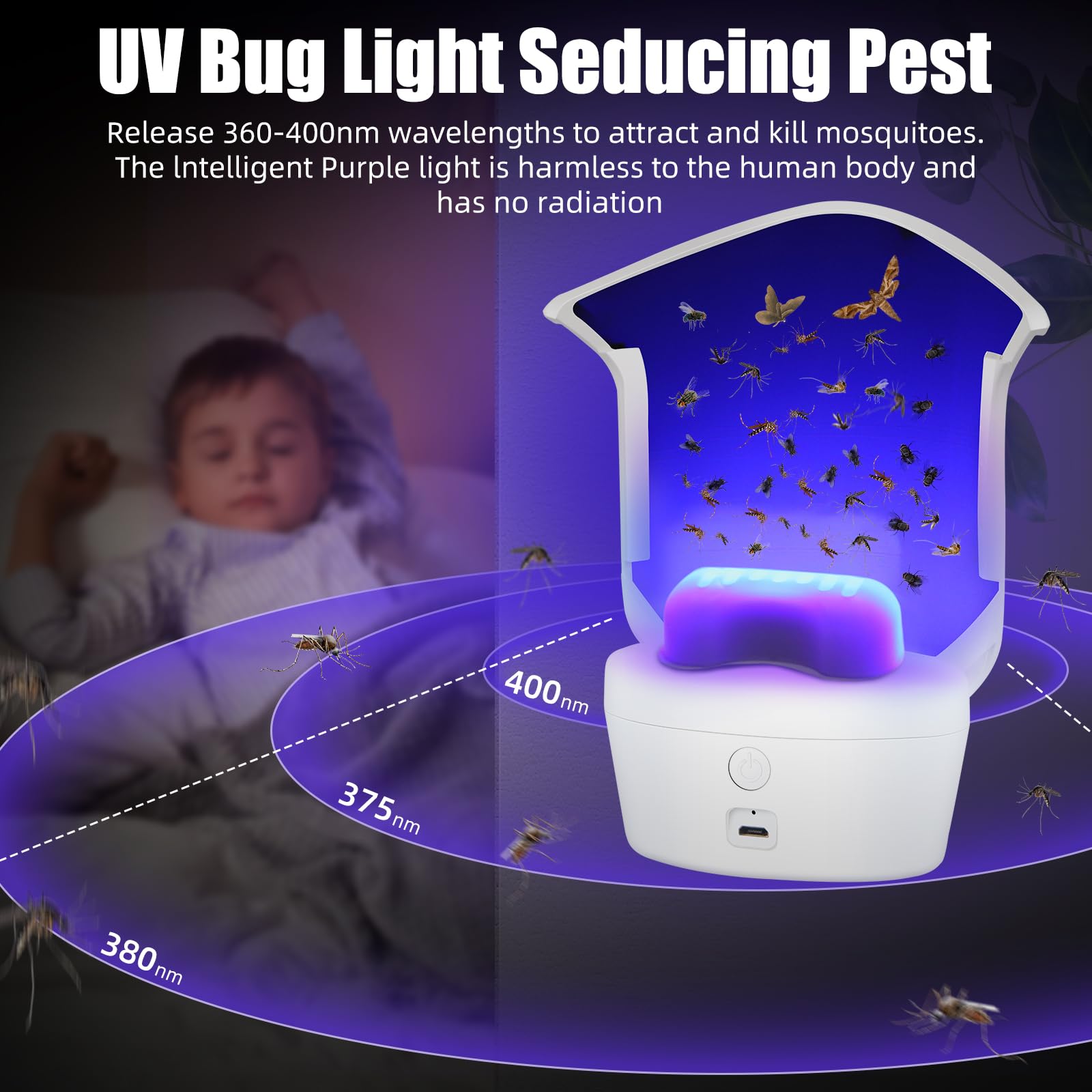 Upgraded Fly Traps Indoor for Home,Flying Insect Trap for Mosquito,Fruit Flies,Moth,Gnat,2-in-1 Rechargeable Fly Catcher with USB Charging Bug Light Trap Indoor with 6 Refills,Indoor Outdoor Camp Use