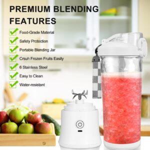 20 oz Personal Portable Blender, BPA Free USB C Rechargeable Blender with Travel Lid