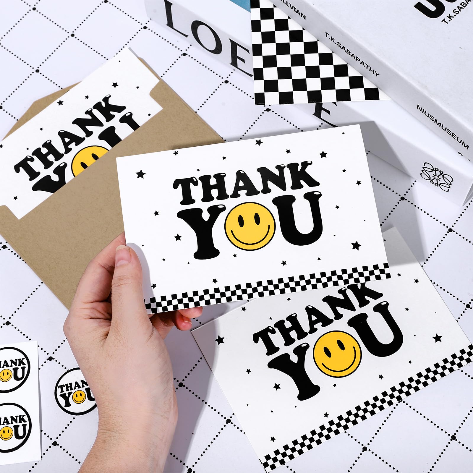 Whaline 20Pcs Thank You Greeting Cards with Envelopes and Stickers One Happy Dude Theme Thank You Cards Perfect for Back to School Wedding Graduation Baby Shower Bridal Shower Birthday Decor