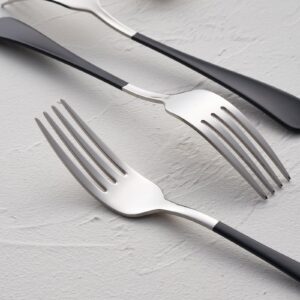 Onlycooker Black Dinner Fork, 18/0 Black handle Stainless Steel Satin Finish 8.1-inch Silverware Flatware Fork Set, Set of 24, Dishwasher Safe