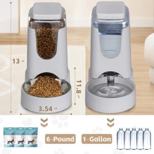 2 Pack Automatic Cat Feeder and Water Dispenser Dog Gravity Food Feeder and Waterer Self Feeding Bowls for Small Medium Pets Puppy Kitten (Grey)