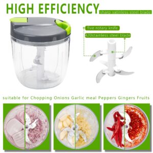 Sifenma Manual Food Processors & Chopper with Cover and Handle, Manual Onion Chopper Slicer Cutter, Vegetable Chopper, Suitable for Garlic Carrots Onions Peppers Fruits Mincing.（900ML）