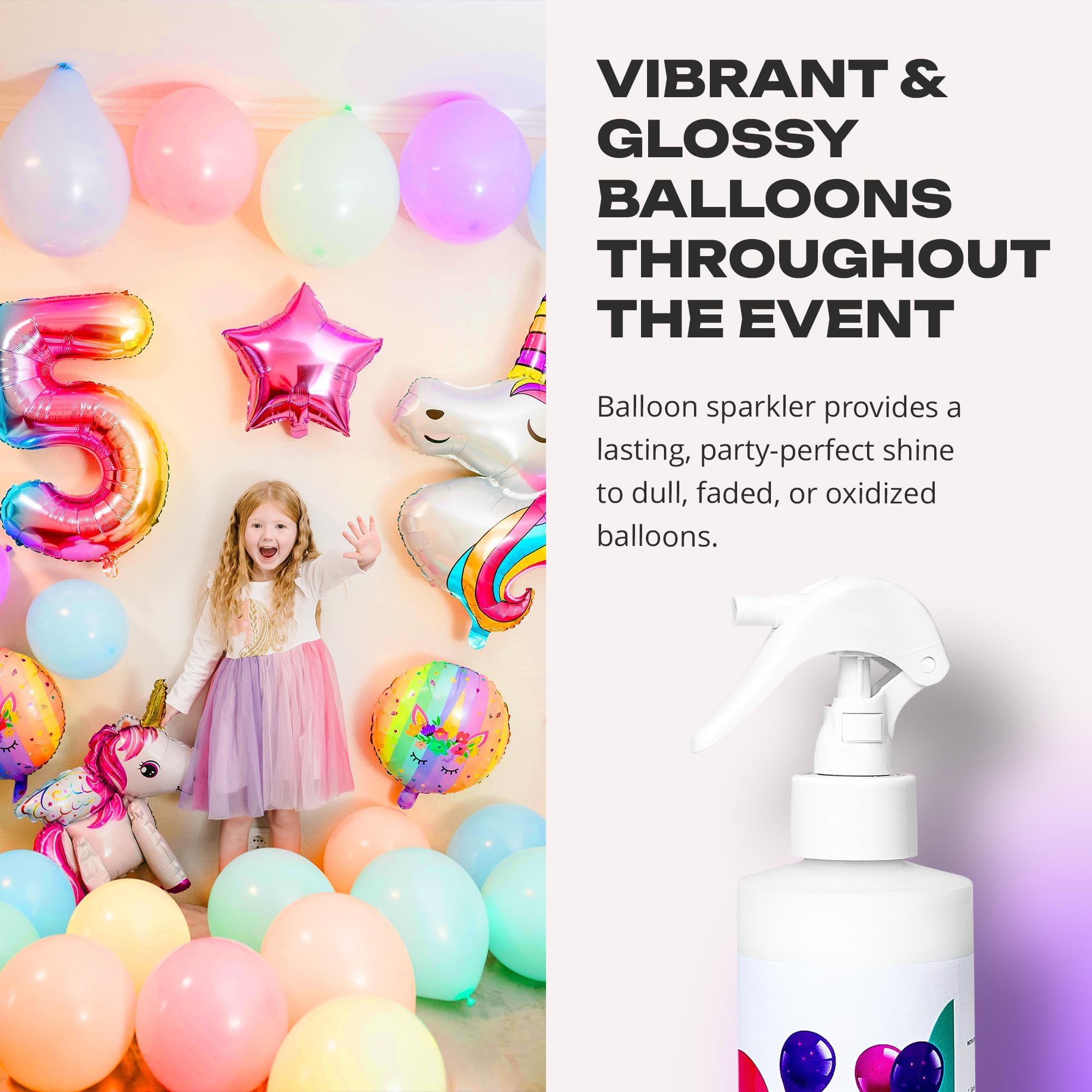 Balloon Shine Spray - Quick Drying High Shine Balloon Spray Formula for Vibrant Latex Balloons - USA Made Glossy Finish Spray for Balloons to Shine and Last Longer - Refined Sparker Solutions