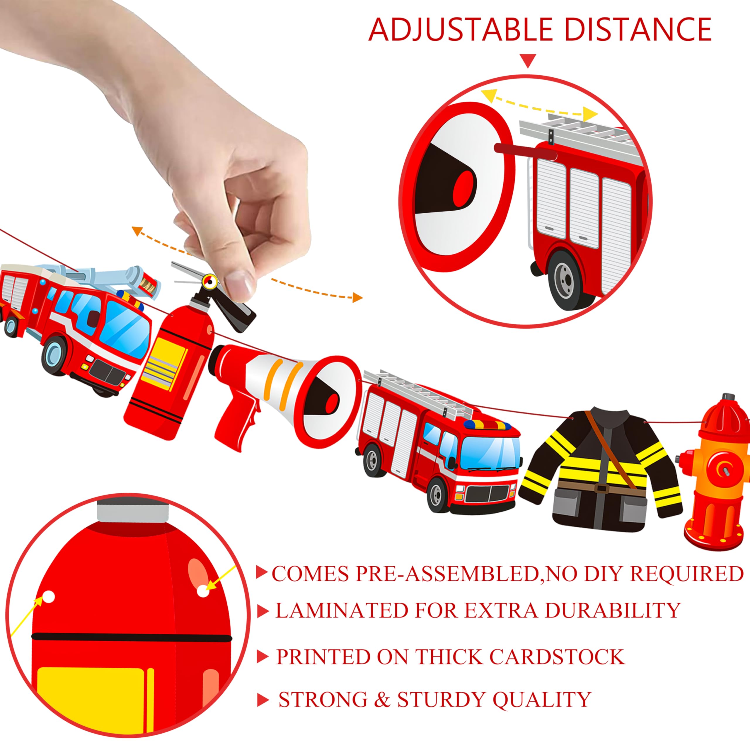 Fire Truck Banner Fire Engine Rescue Party Banners 3Pcs Fireman Birthday Banners Fire Truck Birthday Decoration for Firefighter Baby Shower Supplies