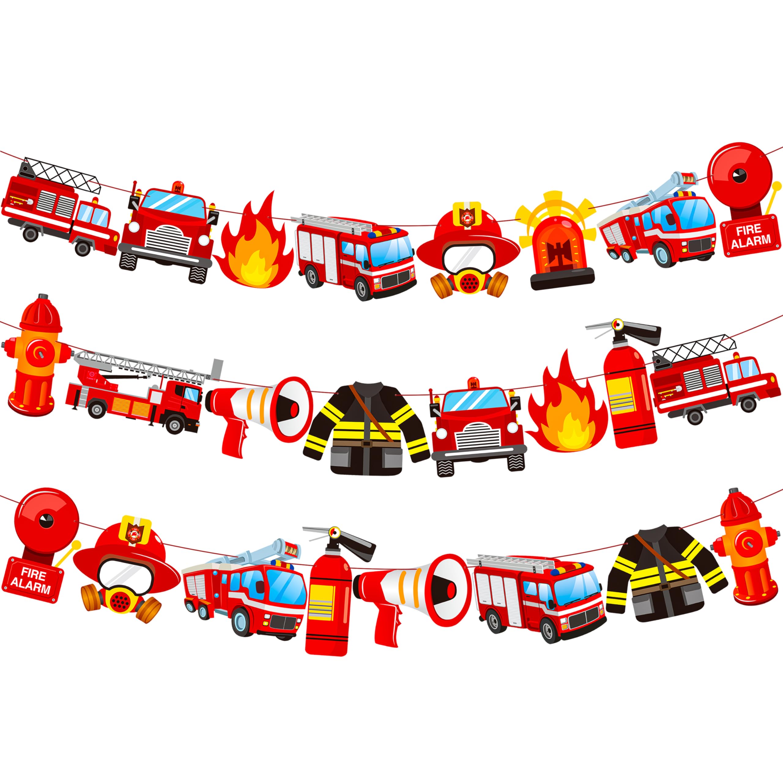 Fire Truck Banner Fire Engine Rescue Party Banners 3Pcs Fireman Birthday Banners Fire Truck Birthday Decoration for Firefighter Baby Shower Supplies