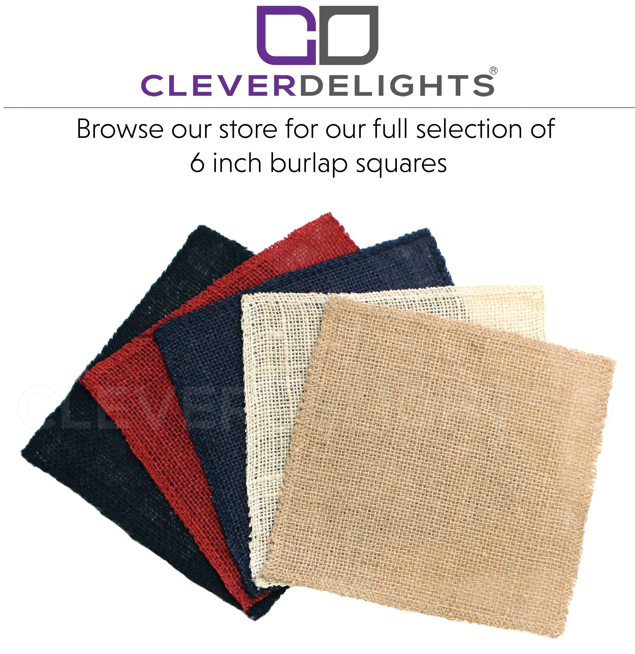 CleverDelights 6 Inch Ivory Burlap Squares - 12 Pack - Jute Burlap Fabric - Finished Edges - 6" x 6"