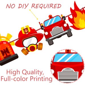 Fire Truck Banner Fire Engine Rescue Party Banners 3Pcs Fireman Birthday Banners Fire Truck Birthday Decoration for Firefighter Baby Shower Supplies