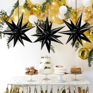 Black Star Balloons, 36 PCS Large 26 Inch Black Explosion Star Foil Balloons, Black Starburst Foil Balloons, Star Balloons for Birthday, Wedding, Graduation Decorations, Photo Booth