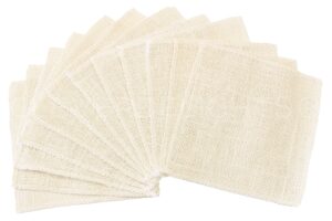 cleverdelights 6 inch ivory burlap squares - 12 pack - jute burlap fabric - finished edges - 6" x 6"