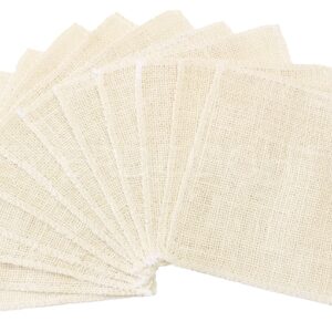 CleverDelights 6 Inch Ivory Burlap Squares - 12 Pack - Jute Burlap Fabric - Finished Edges - 6" x 6"