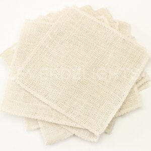 CleverDelights 6 Inch Ivory Burlap Squares - 12 Pack - Jute Burlap Fabric - Finished Edges - 6" x 6"