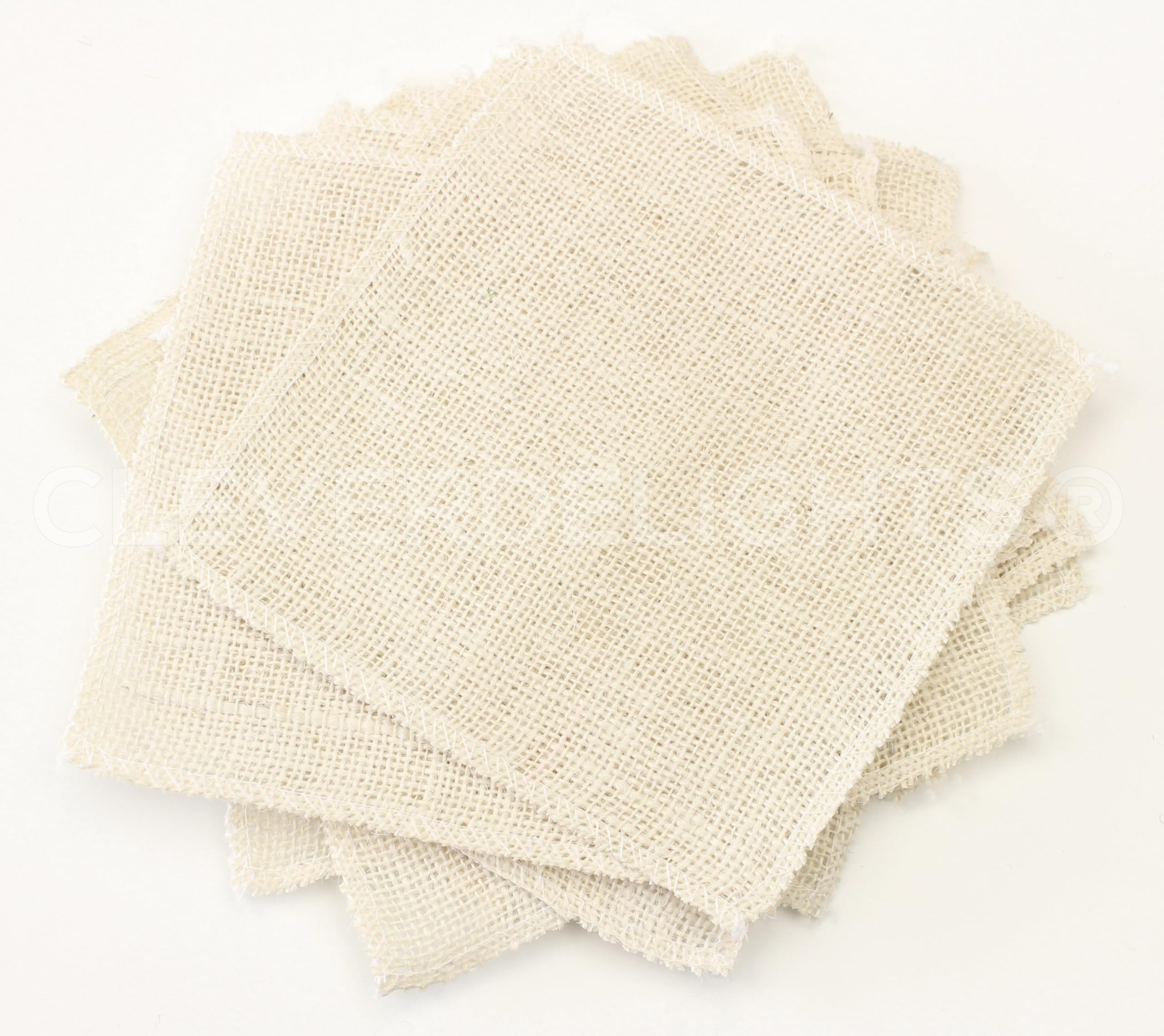 CleverDelights 6 Inch Ivory Burlap Squares - 12 Pack - Jute Burlap Fabric - Finished Edges - 6" x 6"