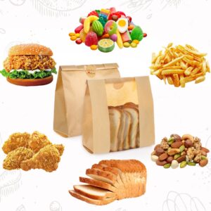 130 Pack Bread Bags for Homemade Bread Sourdough Bread Bags with Window, Large Bakery Bags with 160 Stickers for Packaging Baked Food Bread Christmas Wrapping Paper (14 * 8.3 * 3.5 Inch)