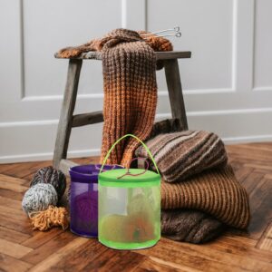 Ciieeo 2 Pcs Yarn Storage Bag Mesh Knitting Bag Portable Round Yarn Balls Organizer Yarn Wool Storage Bag for Sewing Accessories, Yarn Balls and Crochet Kits