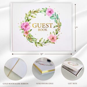 PERFECT BUY MARKET LLC Elegant Guest Book, Guestbook Includes Gift Box, hardcover Guest Book Wedding Reception, Baby Shower Guest Book with Beautiful Design, Graduation Guest Book, Wedding Guest Book