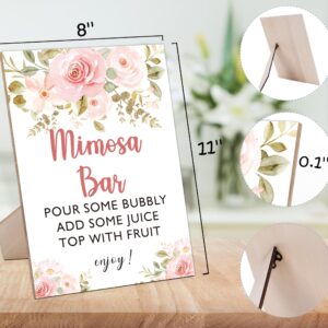 Mimosa Bar Boho Floral Bridal Shower,Wooden Sign With Stand,Bridal Shower Decoration,Bridal Shower Welcome Sign,Bar Decoration,Party Supplies,Bridal Shower Centerpieces,Wedding Shower Favors-20