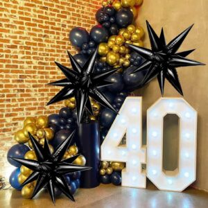 Black Star Balloons, 36 PCS Large 26 Inch Black Explosion Star Foil Balloons, Black Starburst Foil Balloons, Star Balloons for Birthday, Wedding, Graduation Decorations, Photo Booth