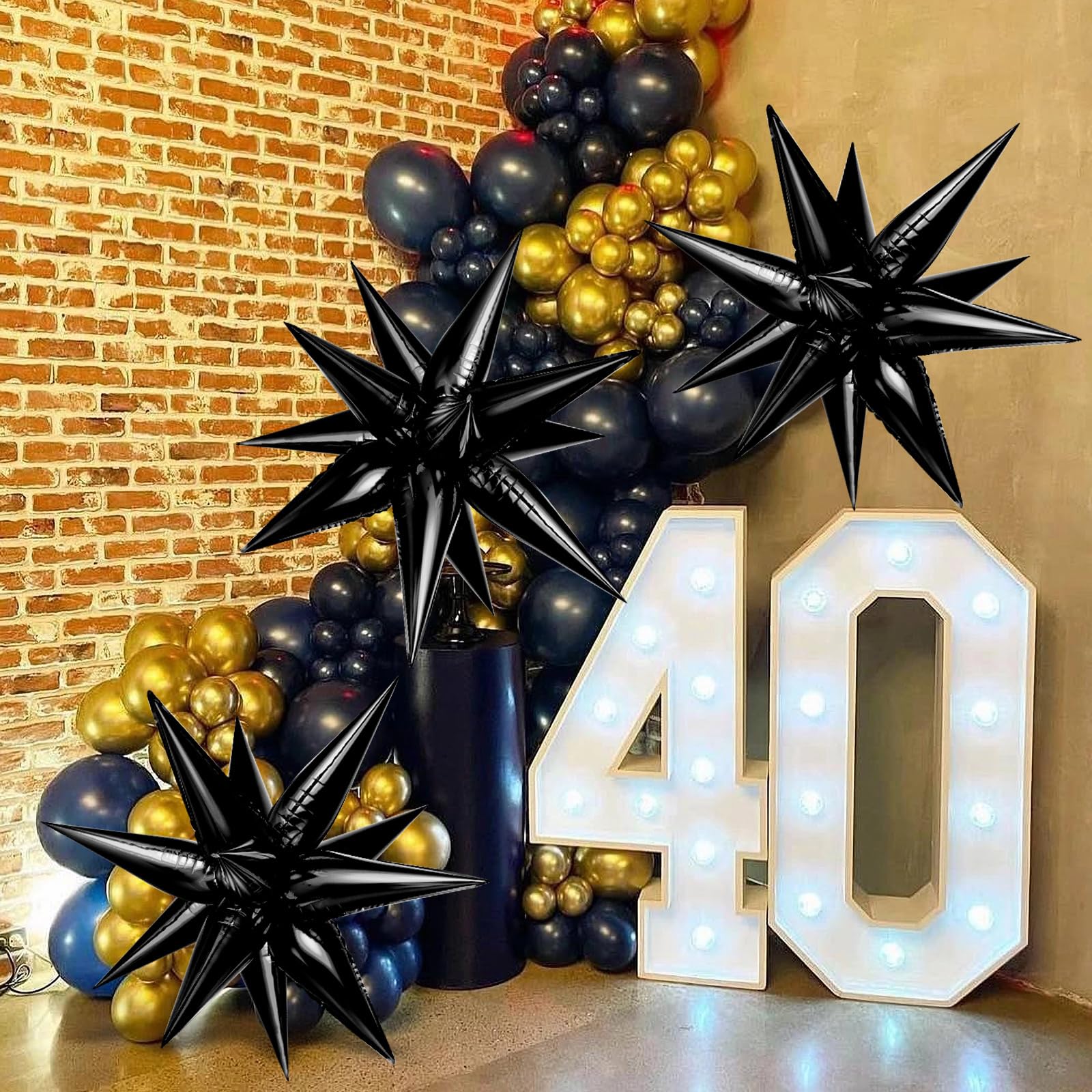 Black Star Balloons, 36 PCS Large 26 Inch Black Explosion Star Foil Balloons, Black Starburst Foil Balloons, Star Balloons for Birthday, Wedding, Graduation Decorations, Photo Booth