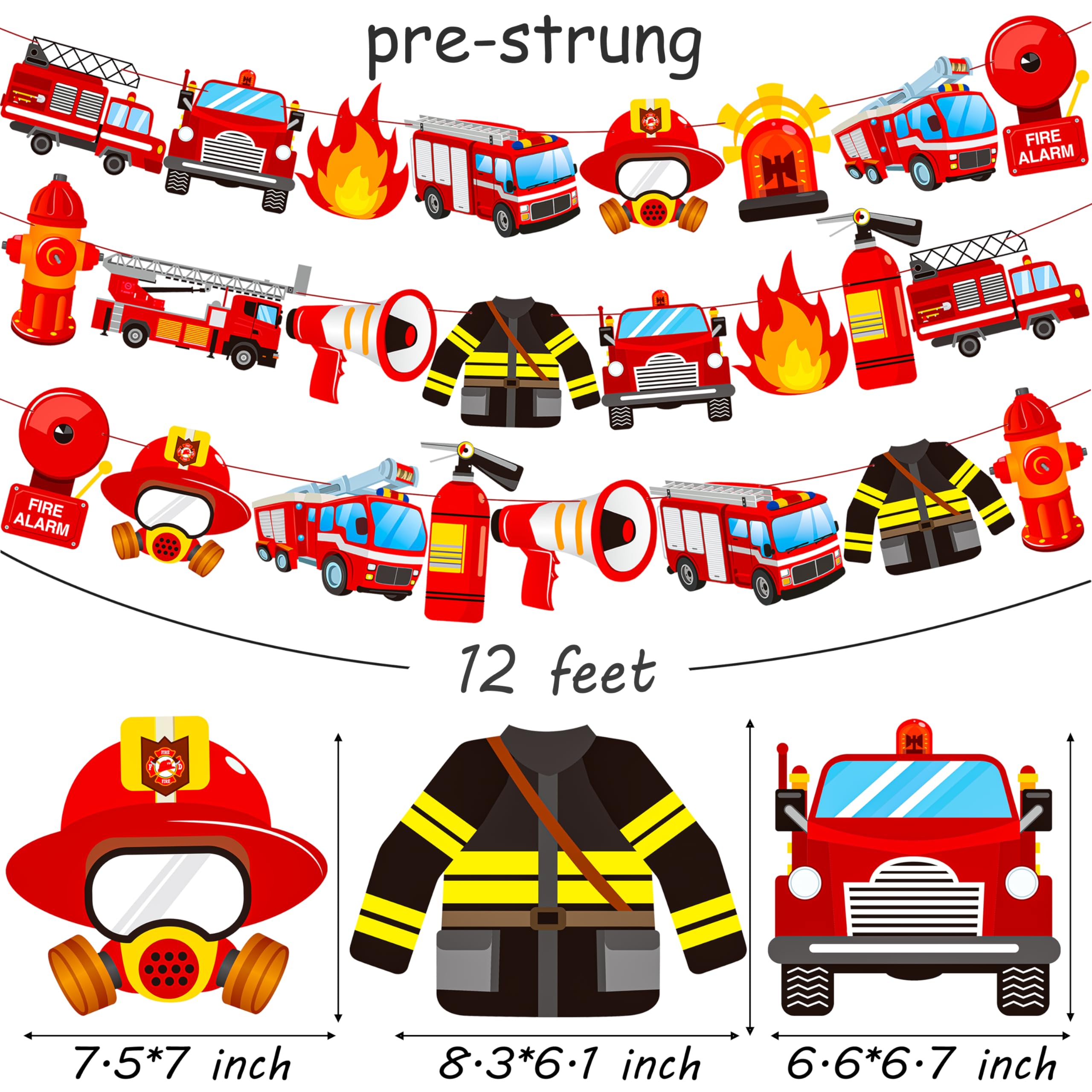 Fire Truck Banner Fire Engine Rescue Party Banners 3Pcs Fireman Birthday Banners Fire Truck Birthday Decoration for Firefighter Baby Shower Supplies