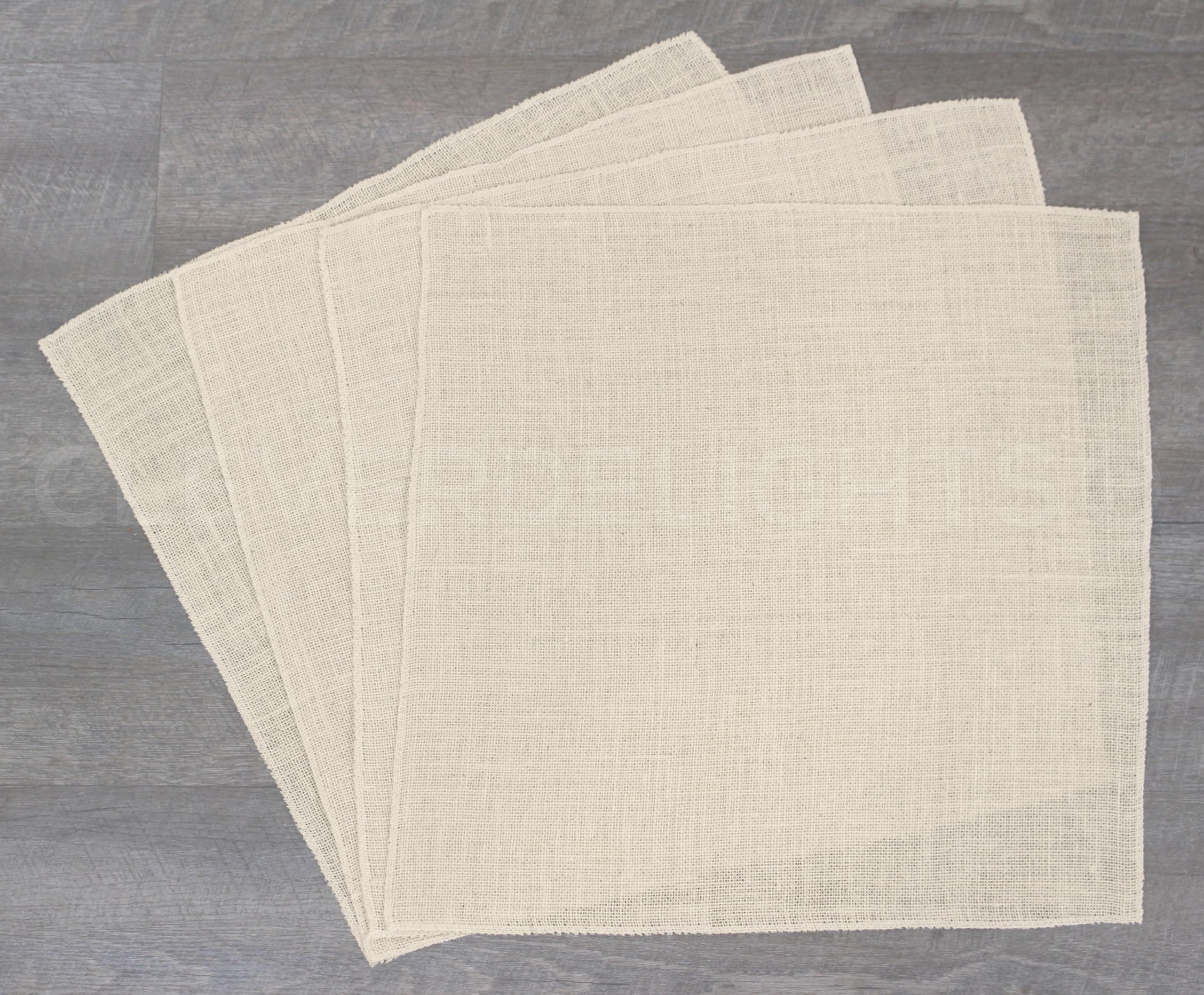 CleverDelights 20 Inch Ivory Burlap Squares - 4 Pack - Jute Burlap Fabric - Finished Edges - 20" x 20"